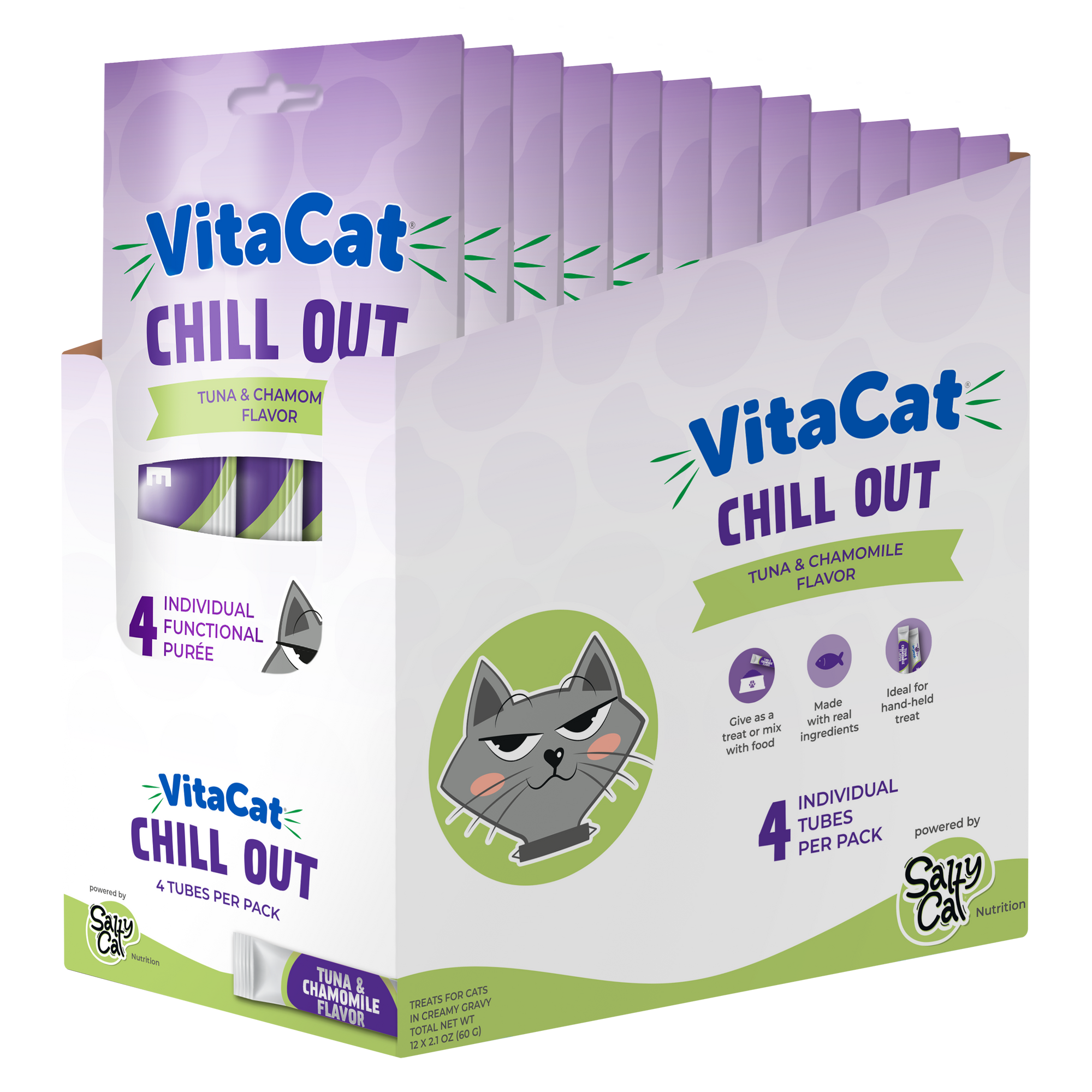 Salty Cat VitaCat Chill Out Calming Creamy Cat Treats, 48 tubes.