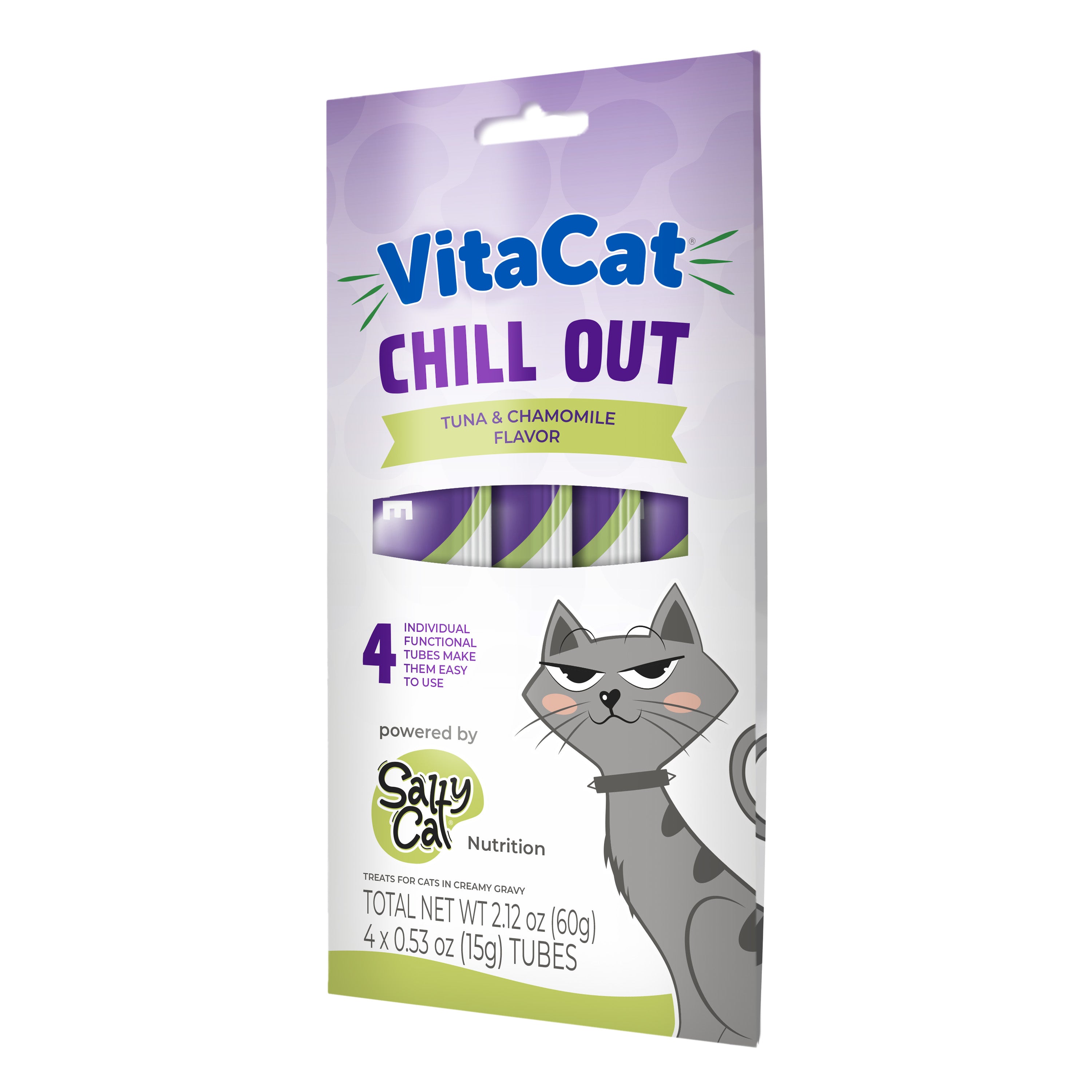 VitaCat by Salty Cat Chill Out Functional Cat Treats, 4 x 15g Tubes (12 Packs)