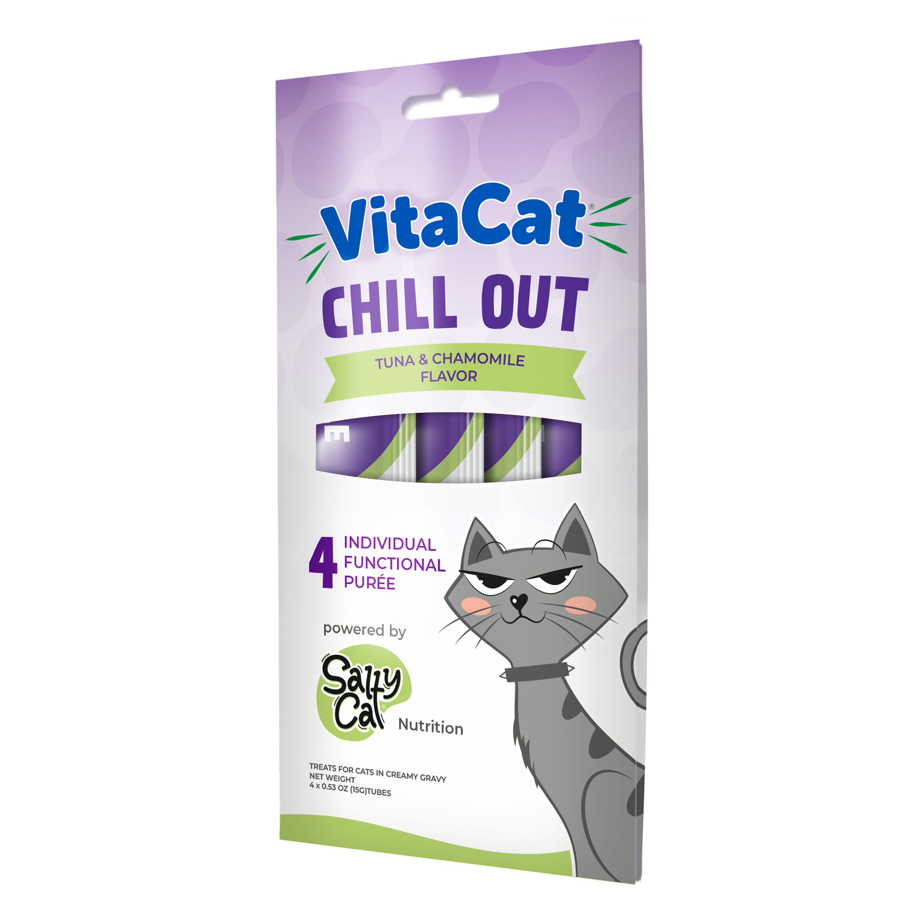 VitaCat by Salty Cat Chill Out Functional Cat Treats, 4 x 15g Tubes (12 Packs)