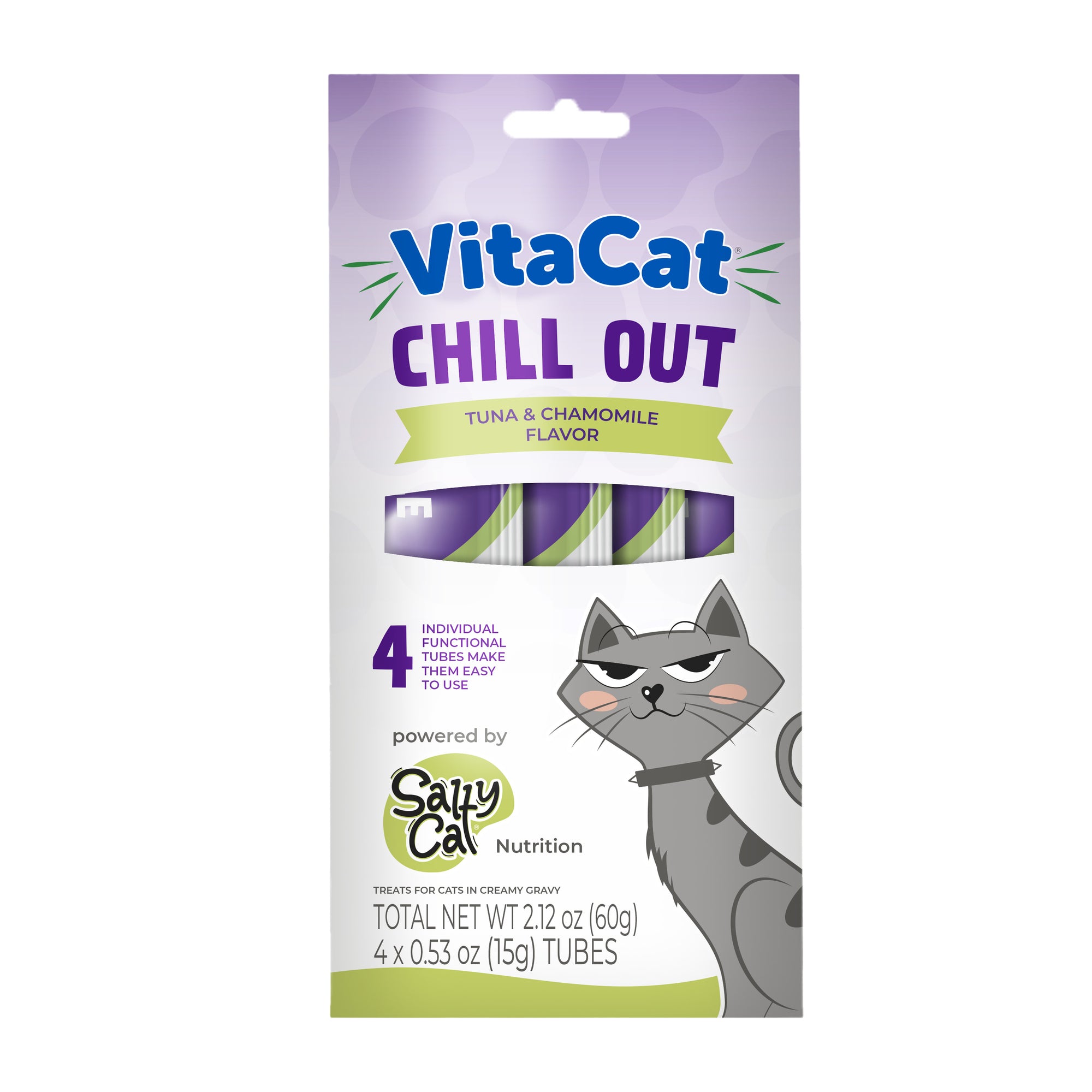 VitaCat by Salty Cat Chill Out Functional Cat Treats, 4 x 15g Tubes (12 Packs)