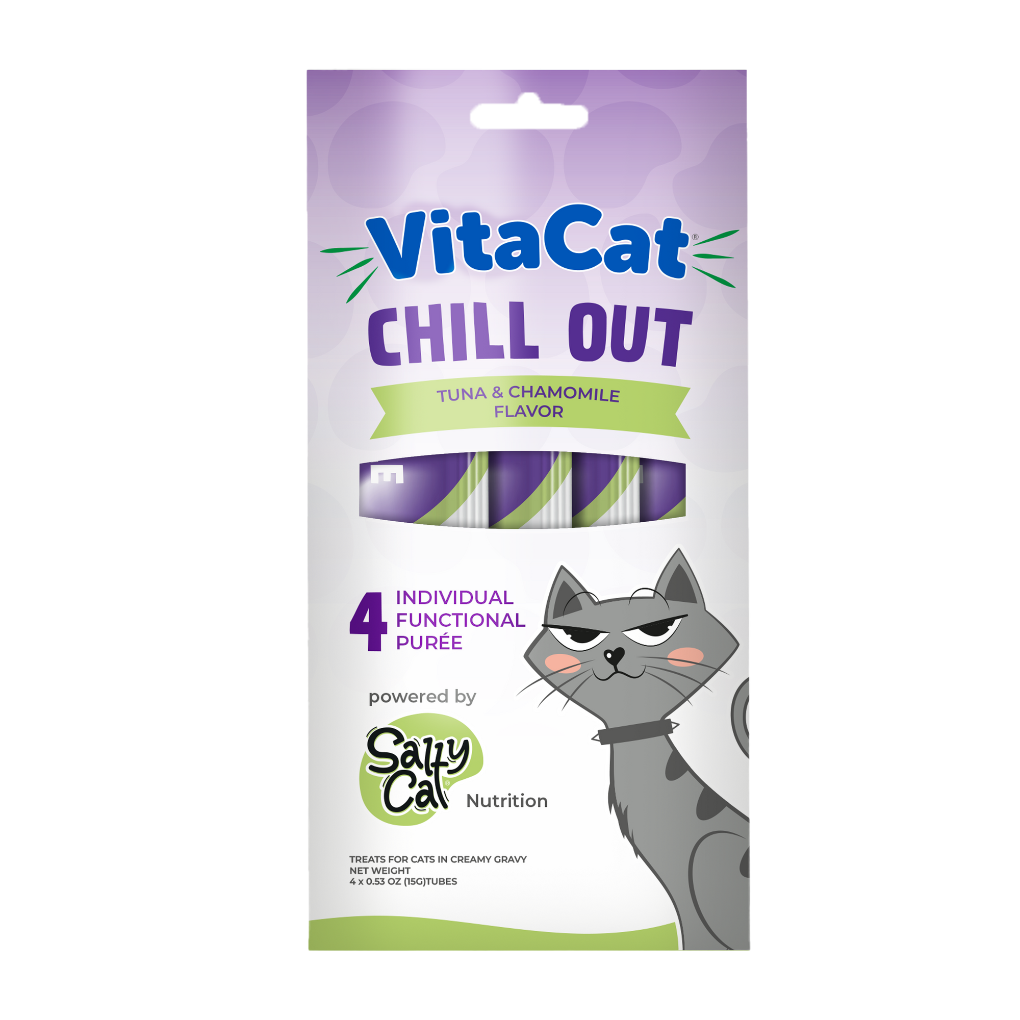 VitaCat by Salty Cat Chill Out Functional Cat Treats, 4 x 15g Tubes (12 Packs)