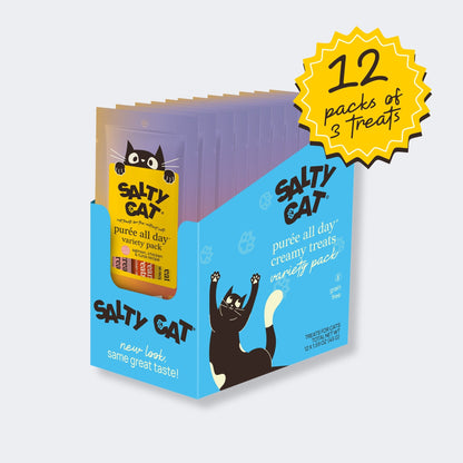 😋 purée all day cat treats, variety pack, 36 tubes