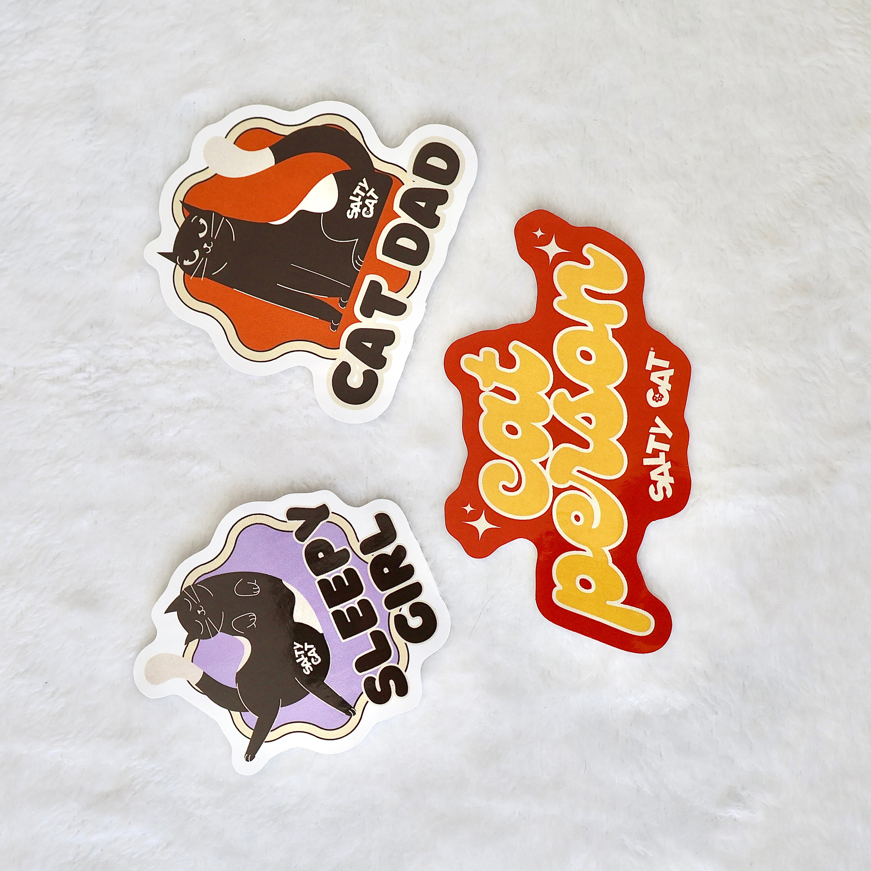Salty Cat Surprise Sticker Bundle: perfect for water bottles or as fun phone case stickers!.