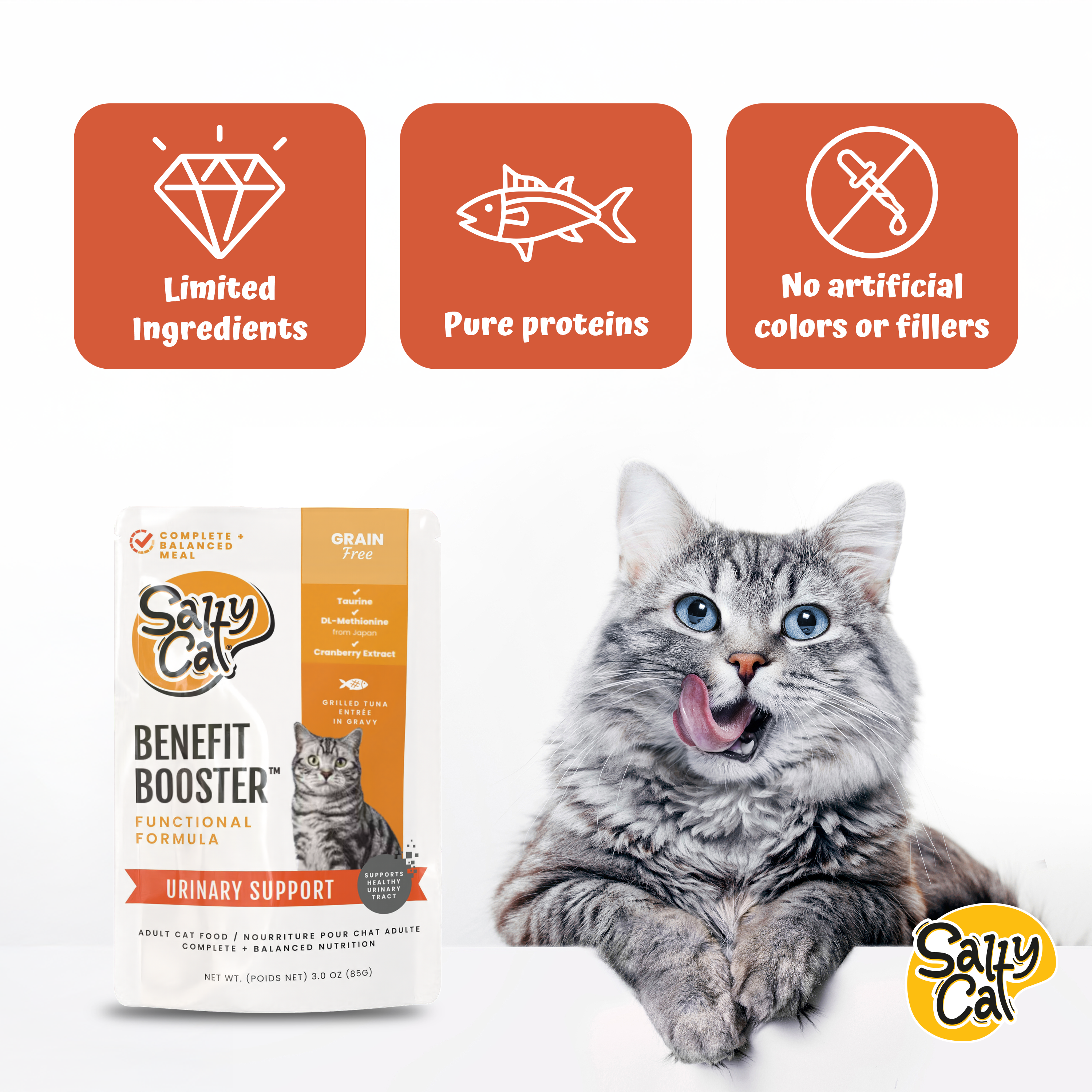 Salty Cat Benefit Booster Urinary Support Functional Wet Cat Food, 85g (12 Packs)