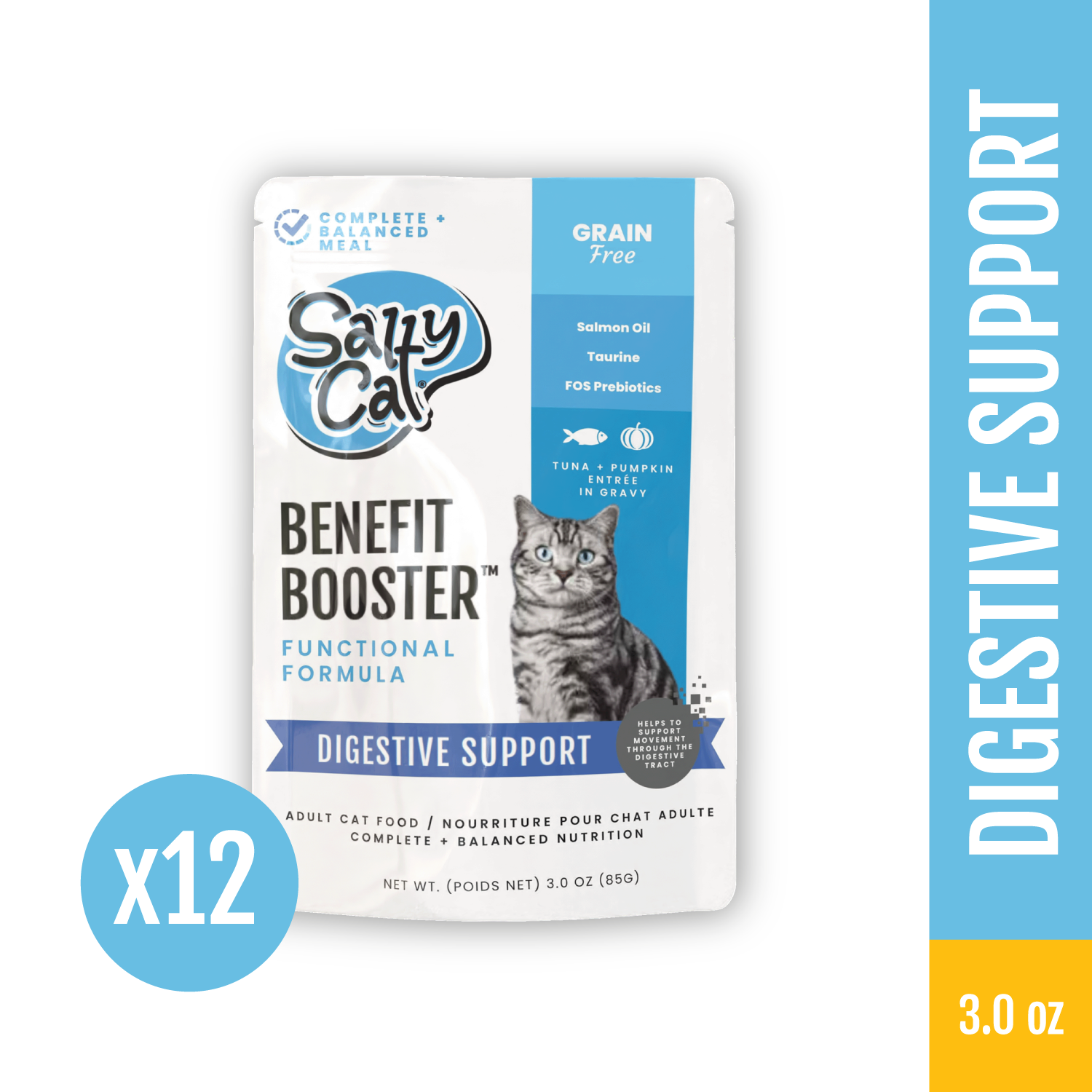 Salty Cat Benefit Booster Digestive Support Functional Wet Cat Food, 85g (12 Packs)