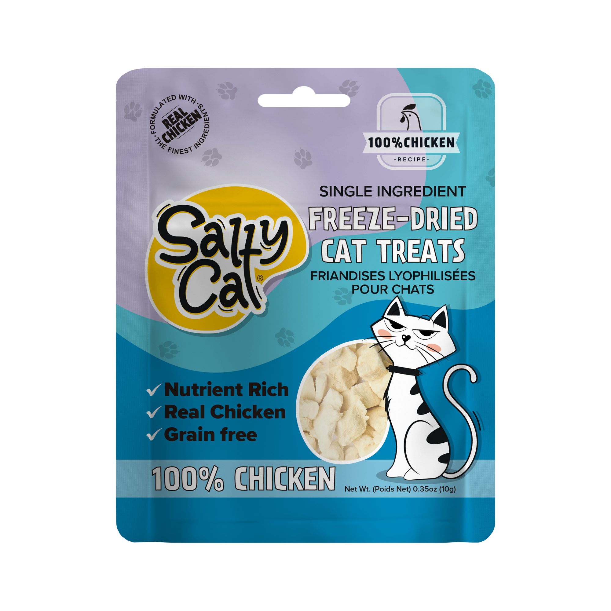 Salty Cat Freeze-Dried Chicken Cat Treats, 10g Bag (12 Packs)