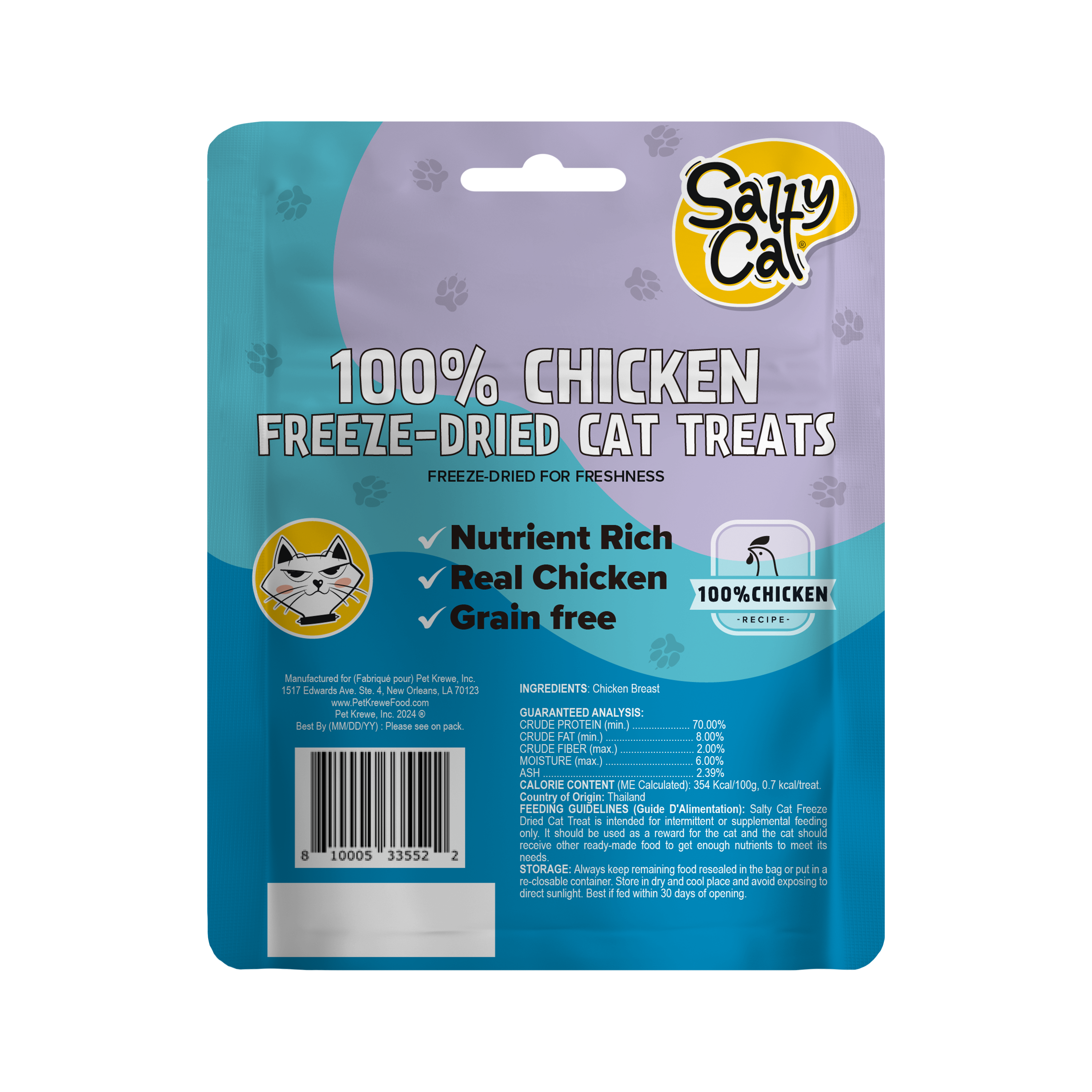Salty Cat Freeze-Dried Chicken Cat Treats, 10g Bag (12 Packs)