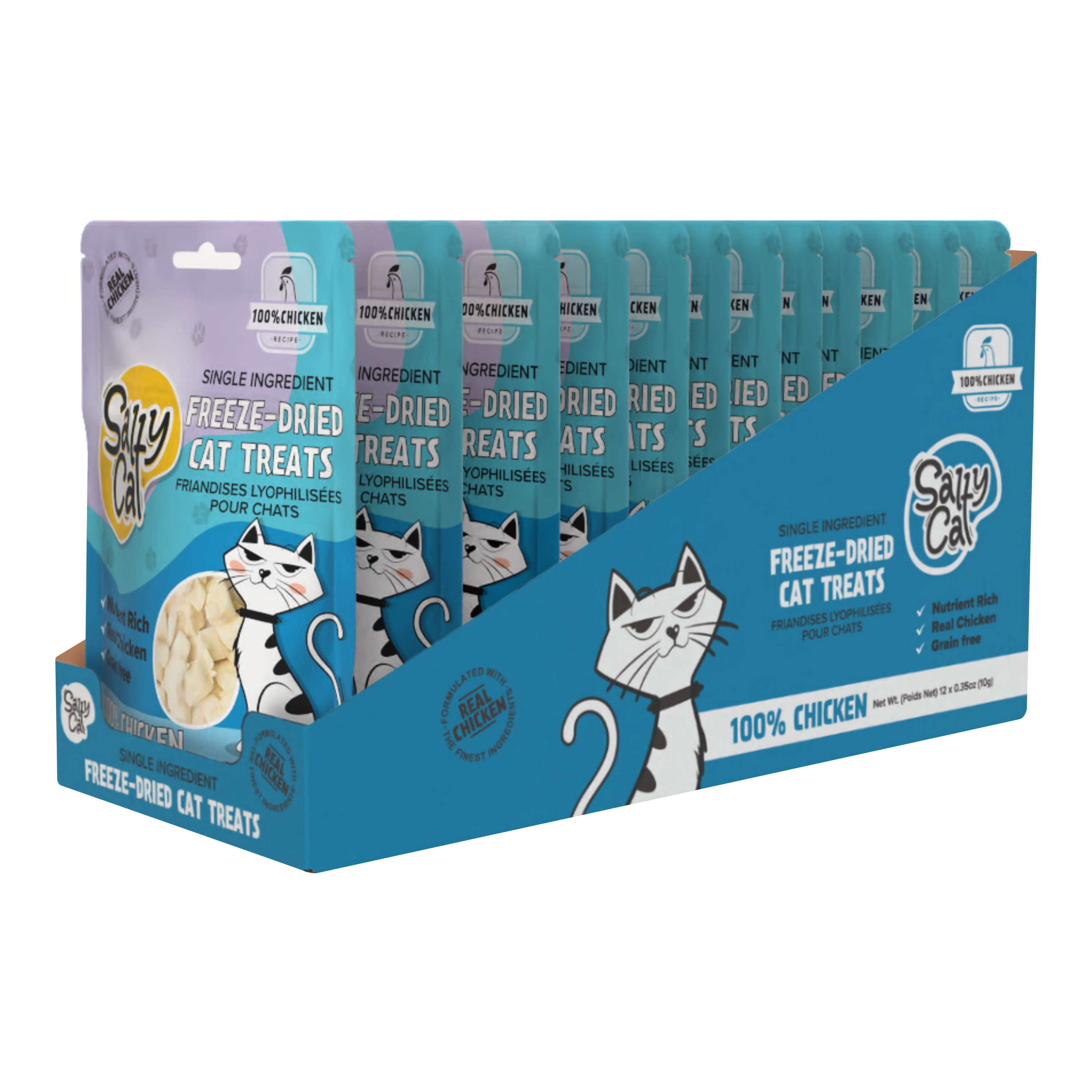 Salty Cat Freeze-Dried Chicken Cat Treats, 10g Bag (12 Packs)