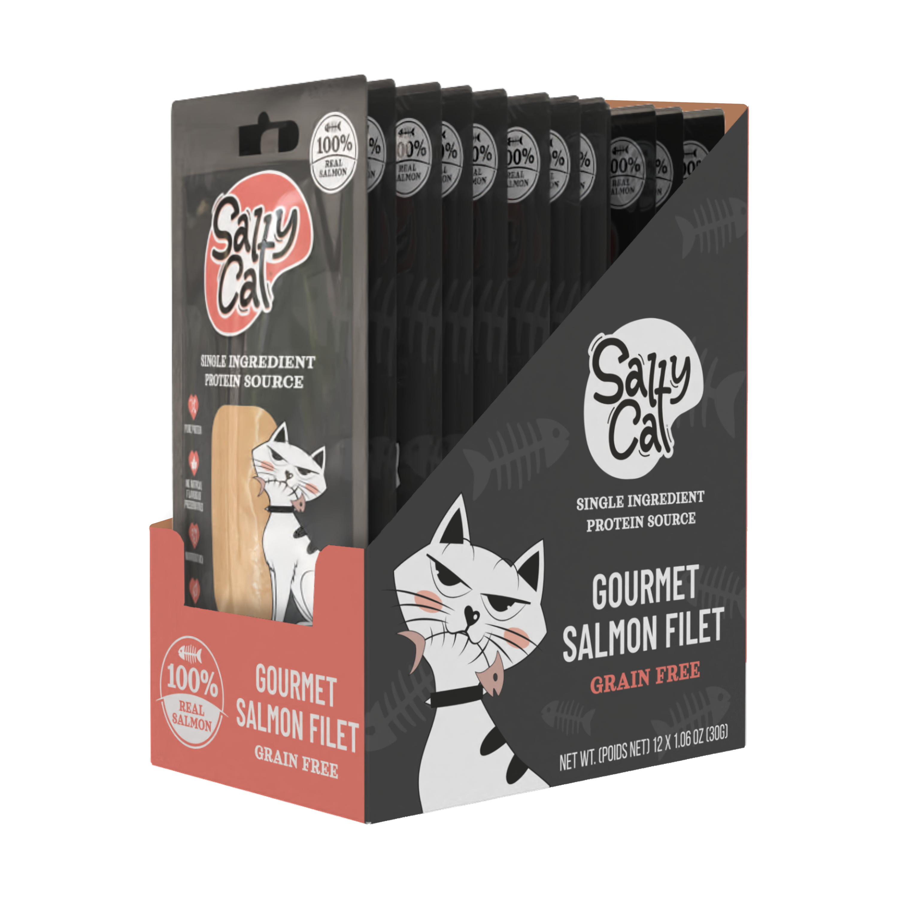 Salty Cat Gourmet Salmon Filet Treats for Cats, 30g (12 Packs)