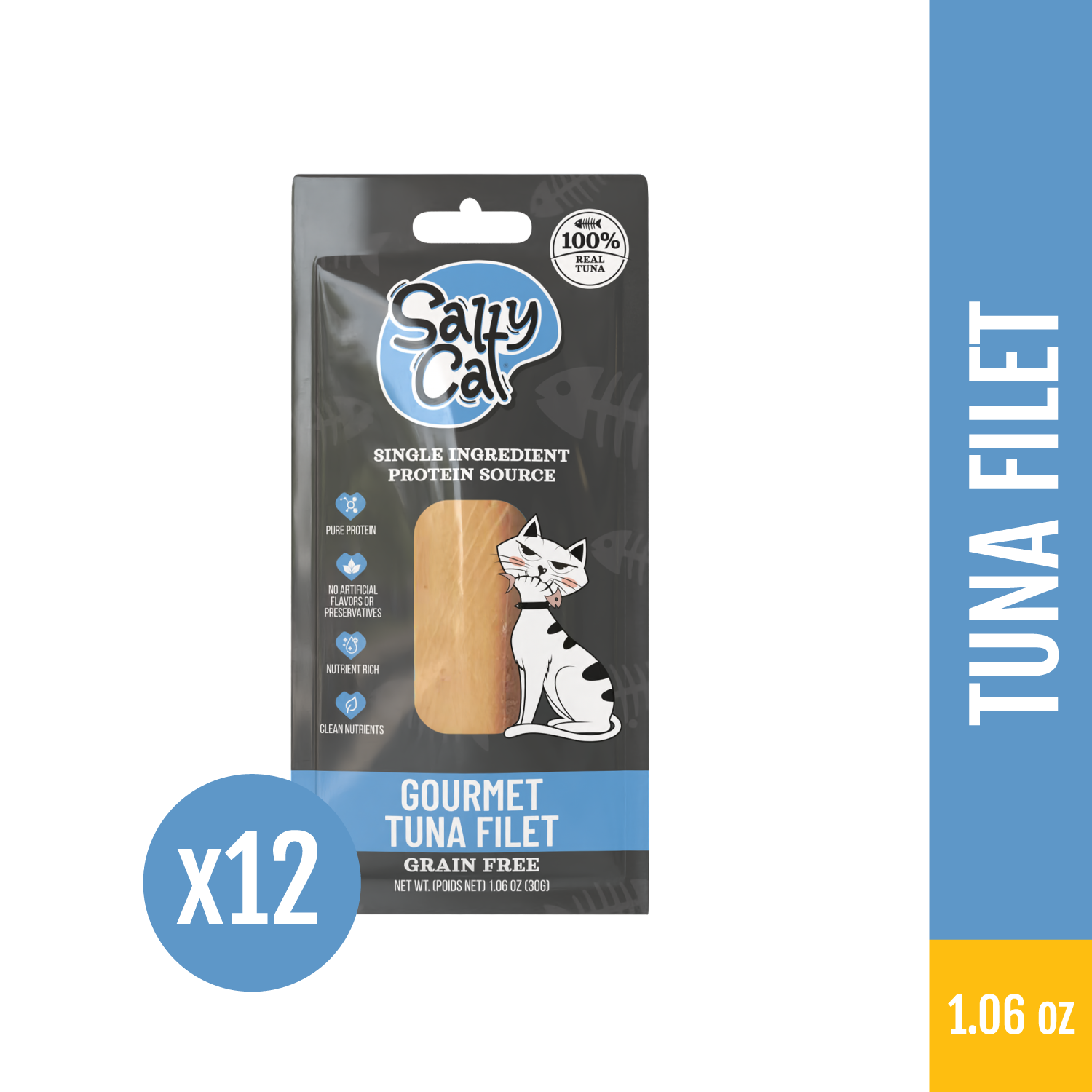 Salty Cat Gourmet Tuna Filet Treats for Cats, 30g (12 Packs)