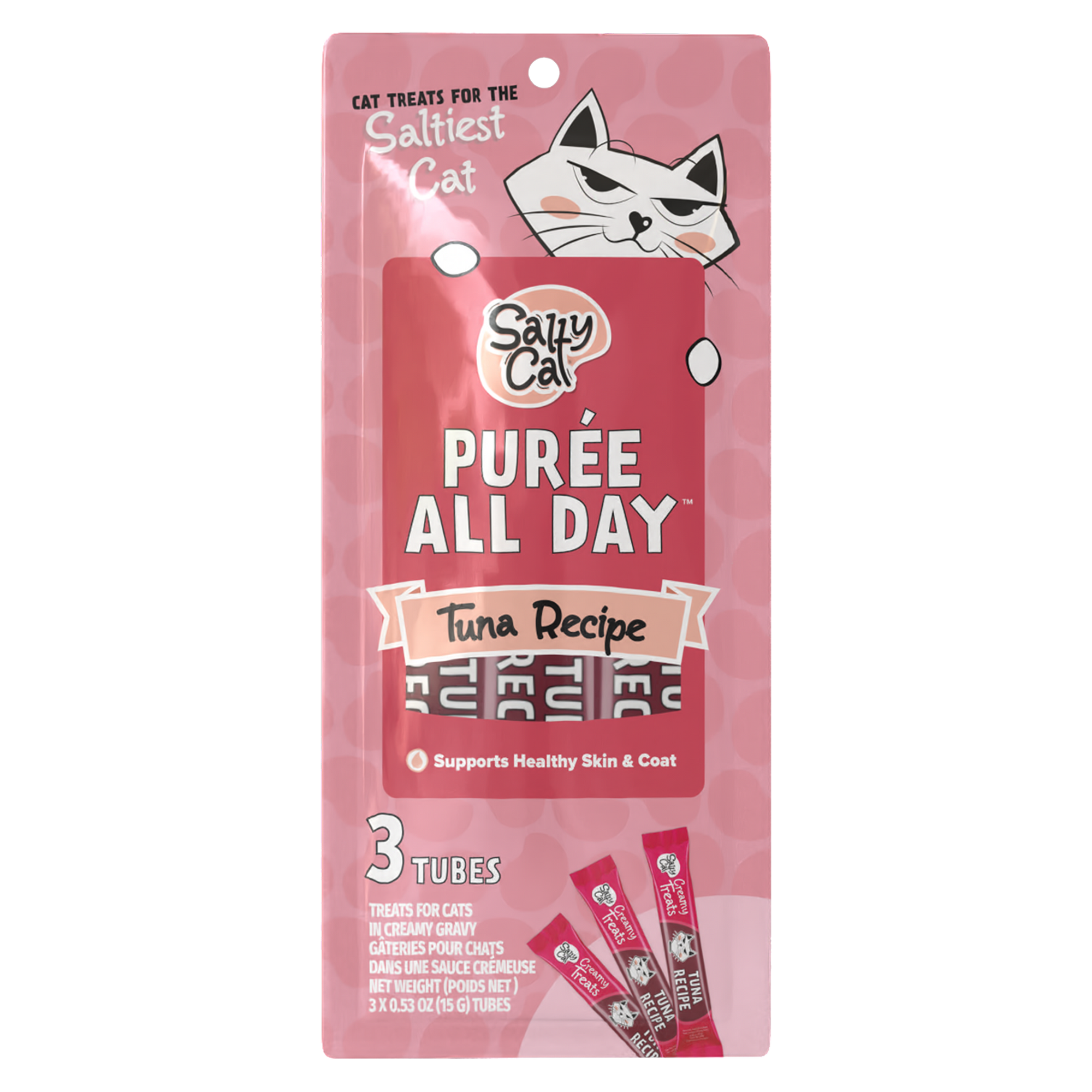 Salty Cat Purée All Day Natural Tuna Tube Treats for Cats (12 Packs)