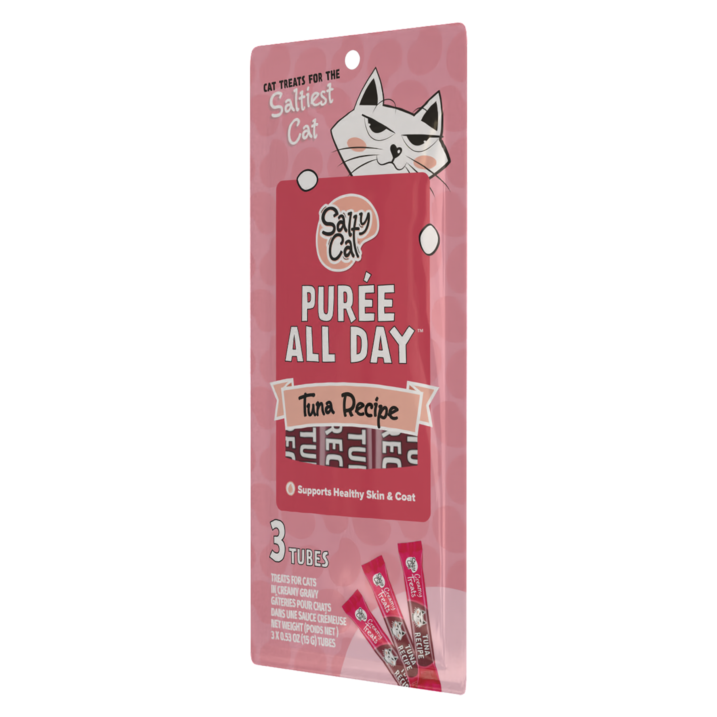 Salty Cat Purée All Day Natural Tuna Tube Treats for Cats (12 Packs)