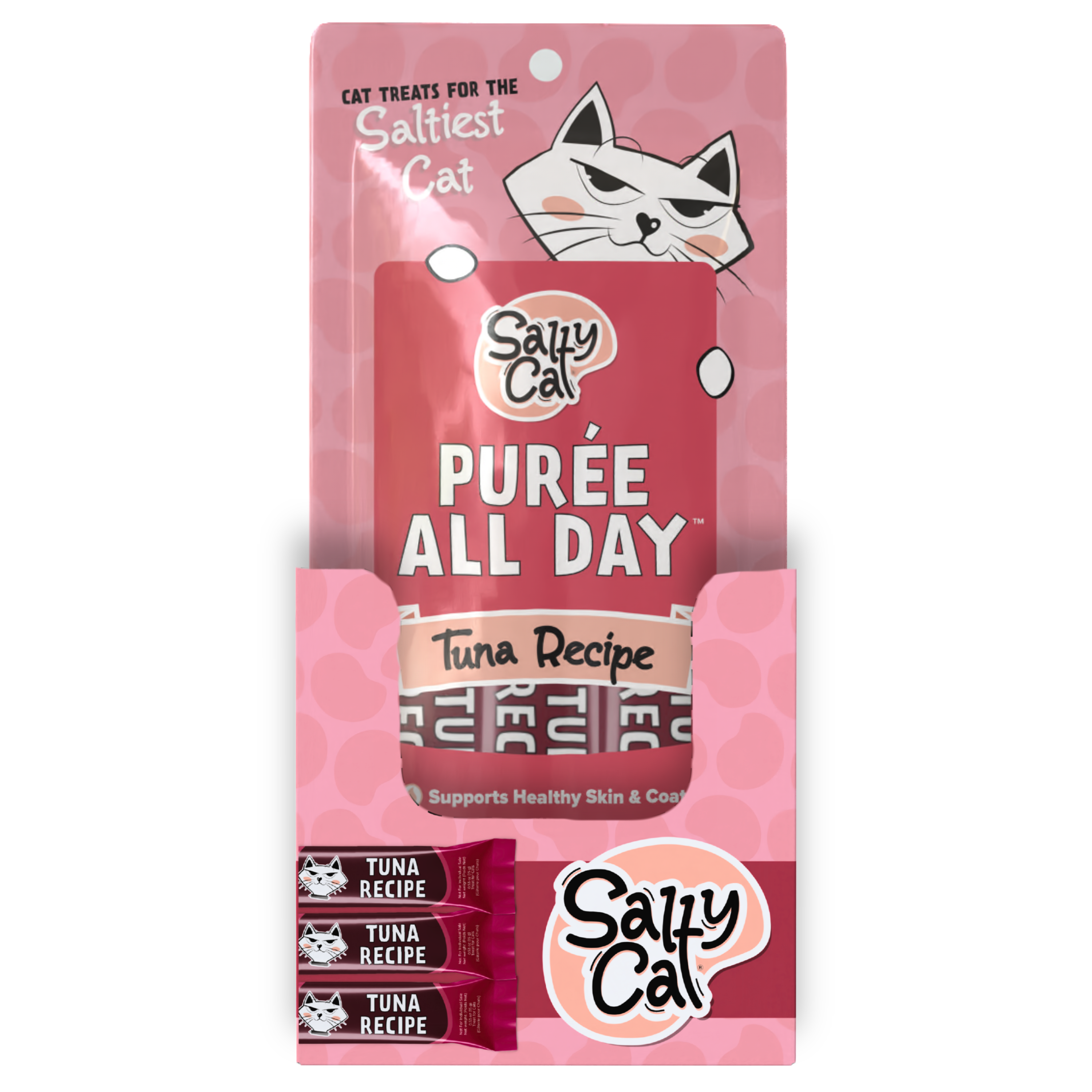 Salty Cat Purée All Day Natural Tuna Tube Treats for Cats (12 Packs)