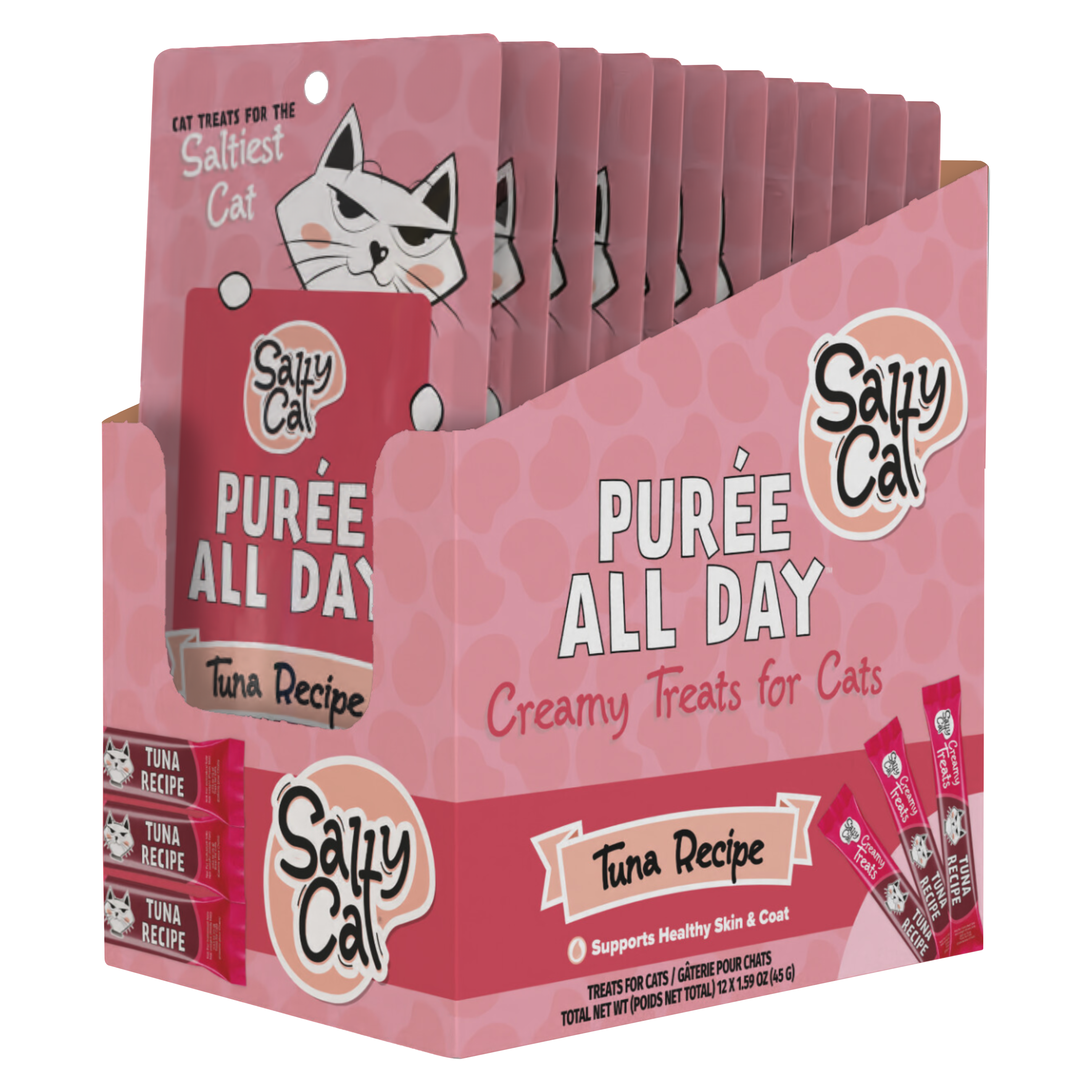 Salty Cat Purée All Day Natural Tuna Tube Treats for Cats (12 Packs)
