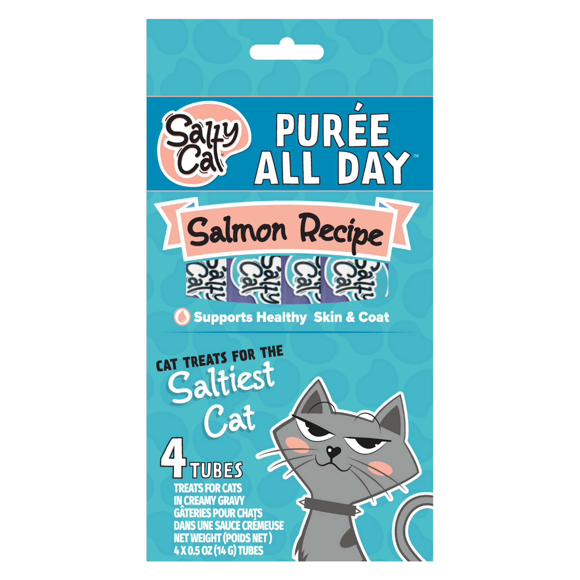 Salty Cat Purée All Day Natural Salmon Tube Cat Treats (12 Packs)