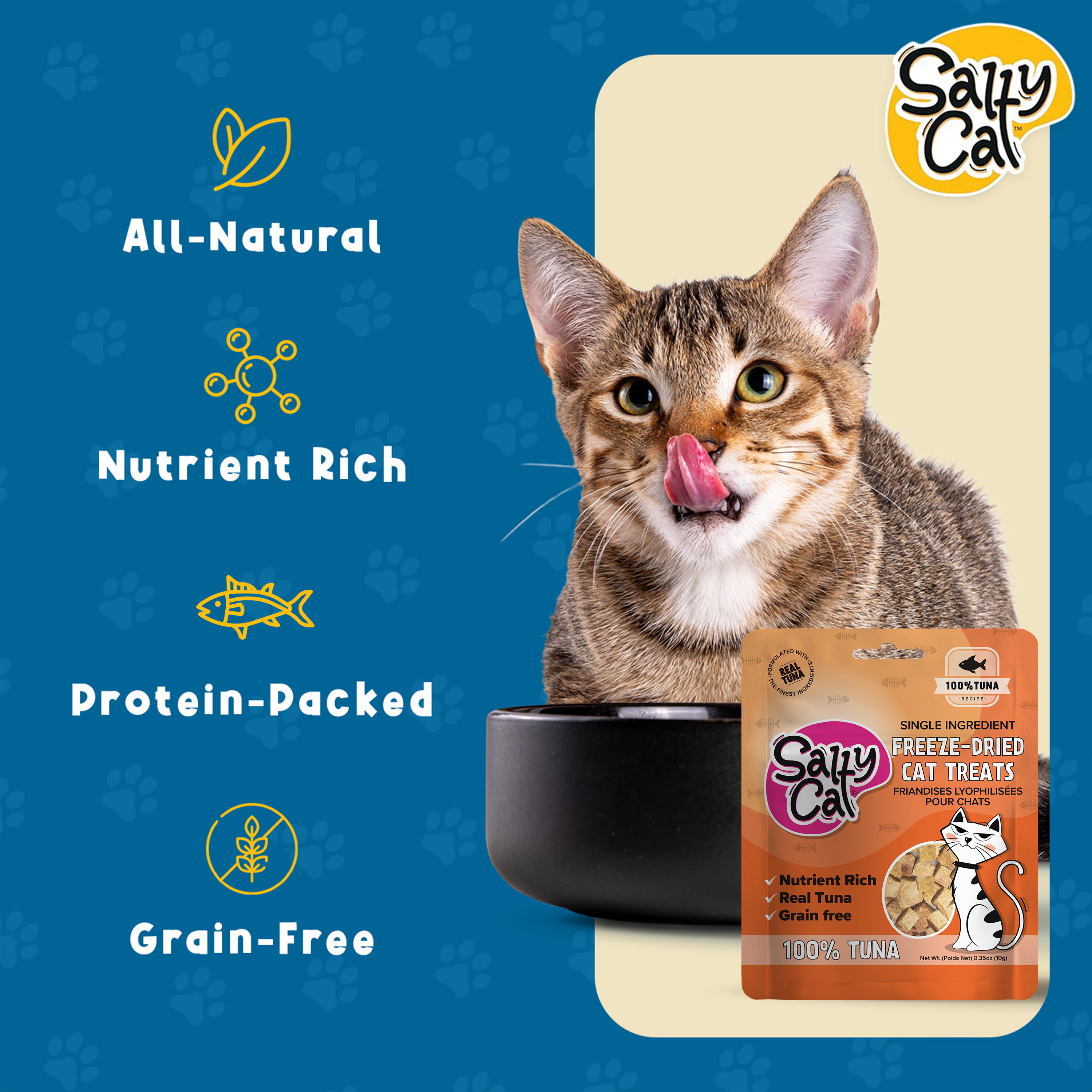Salty Cat Freeze Dried Tuna Cat Treats, 10g Bag (12-Pack)