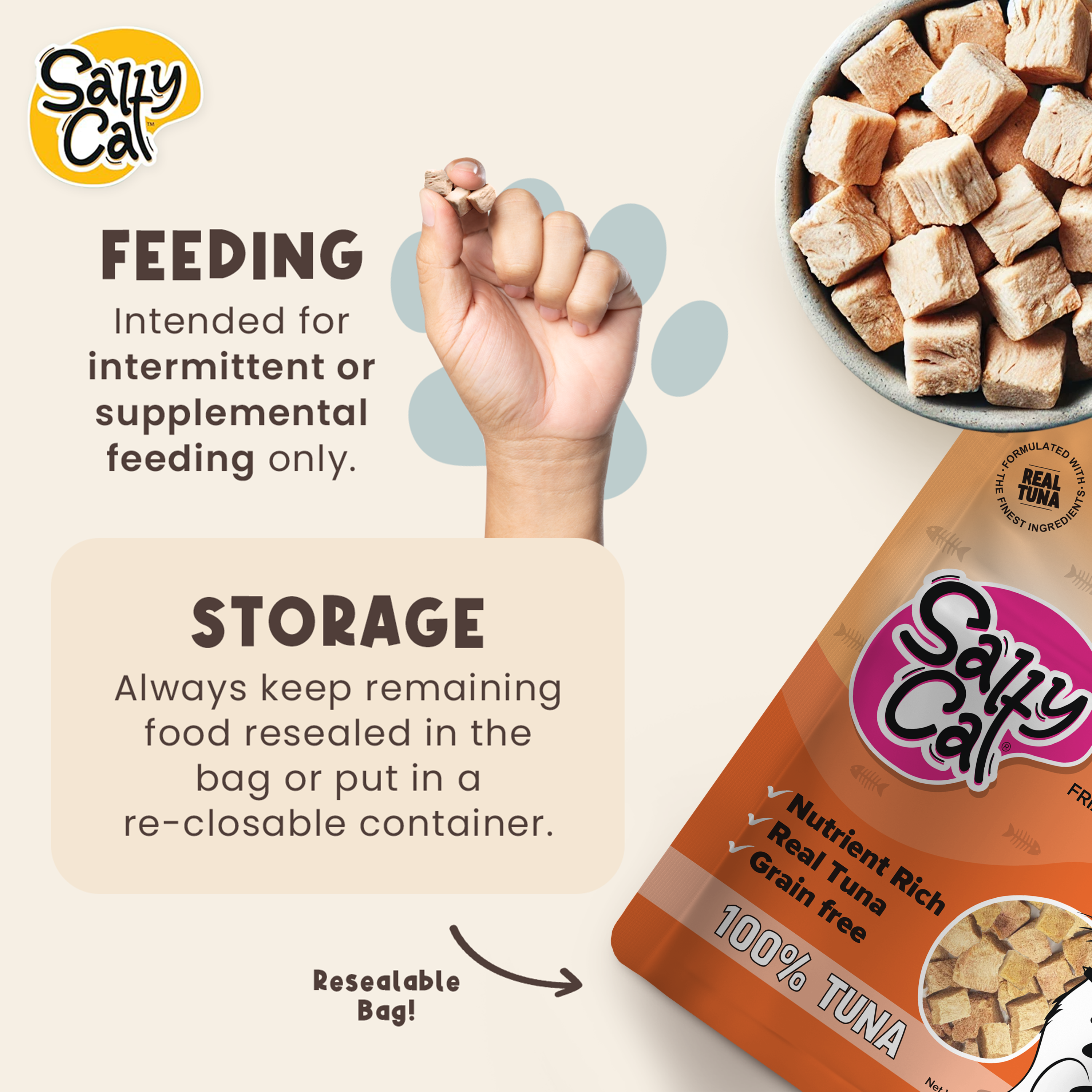 Salty Cat Freeze Dried Tuna Cat Treats, 10g Bag (12-Pack)