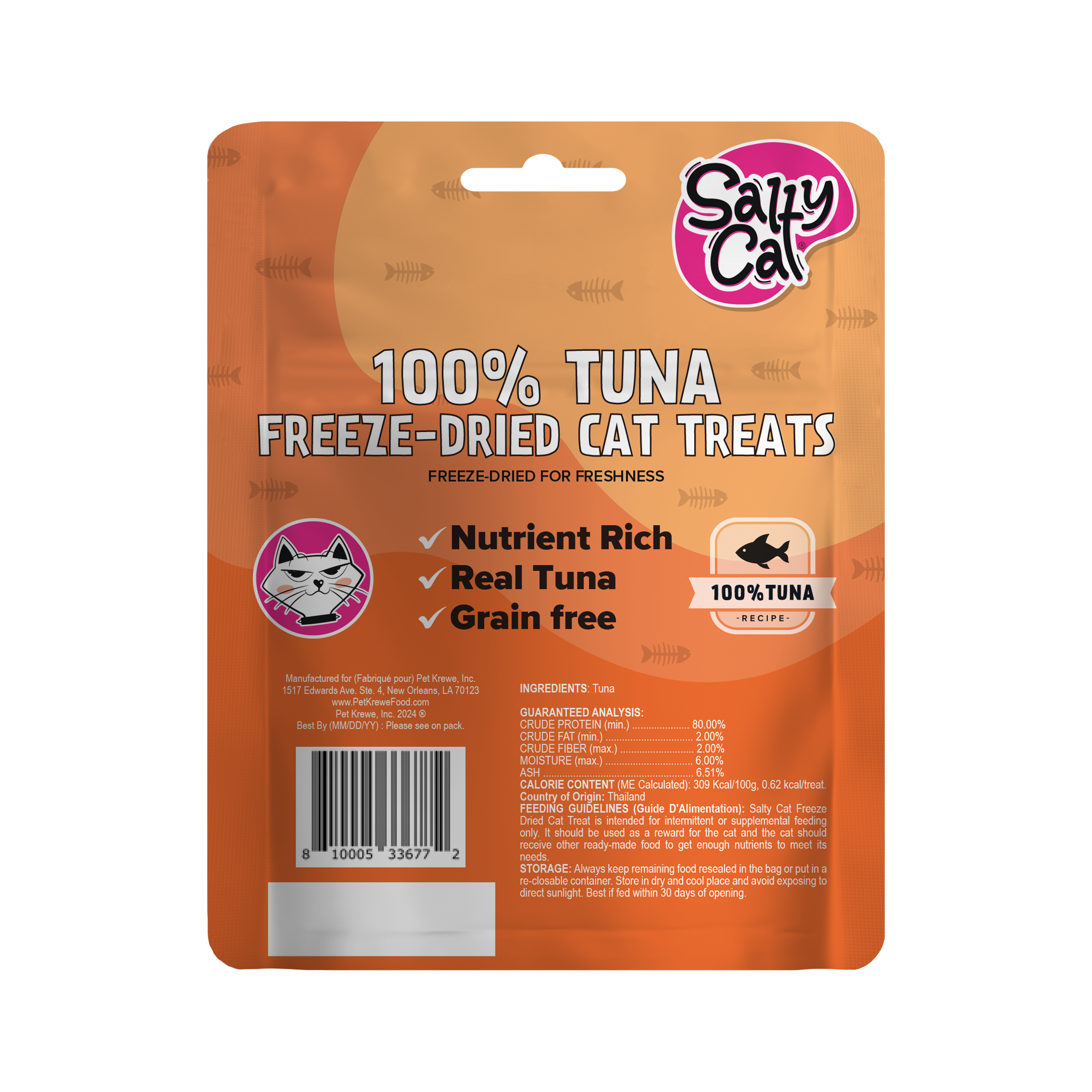 Salty Cat Freeze Dried Tuna Cat Treats, 10g Bag (12-Pack)