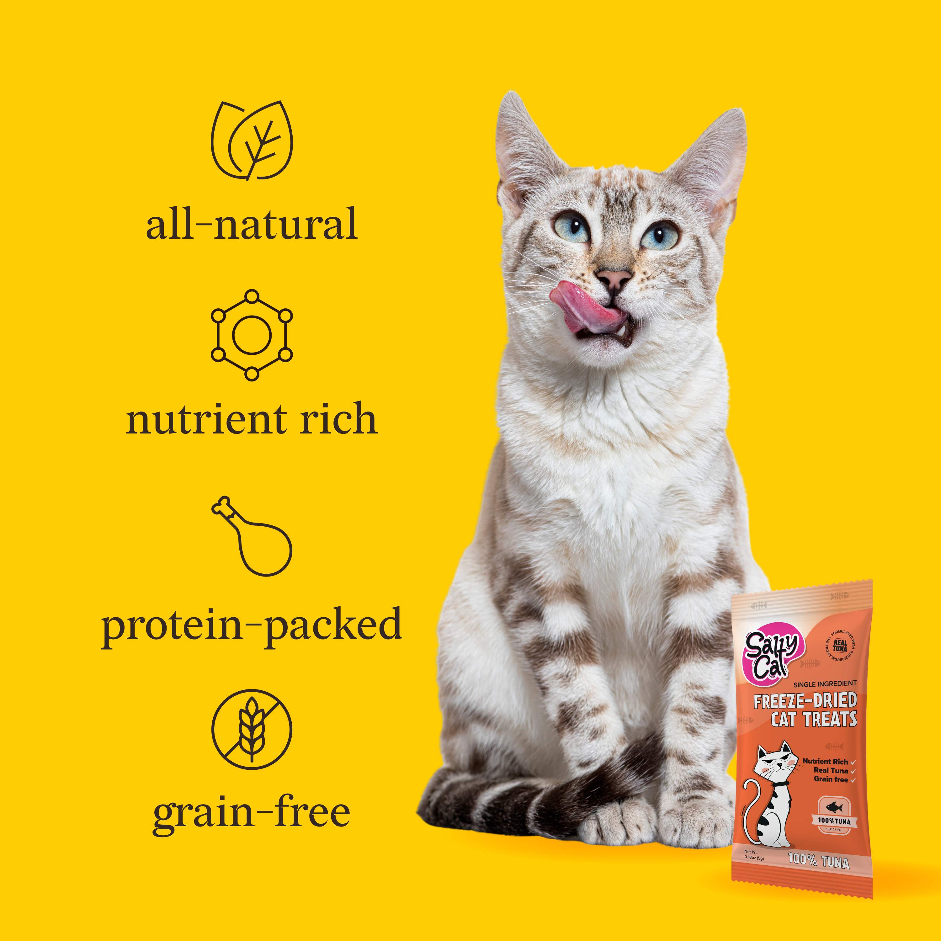 Salty Cat Freeze Dried Tuna 5g—grain-free, high-protein treat made with wild-caught tuna.