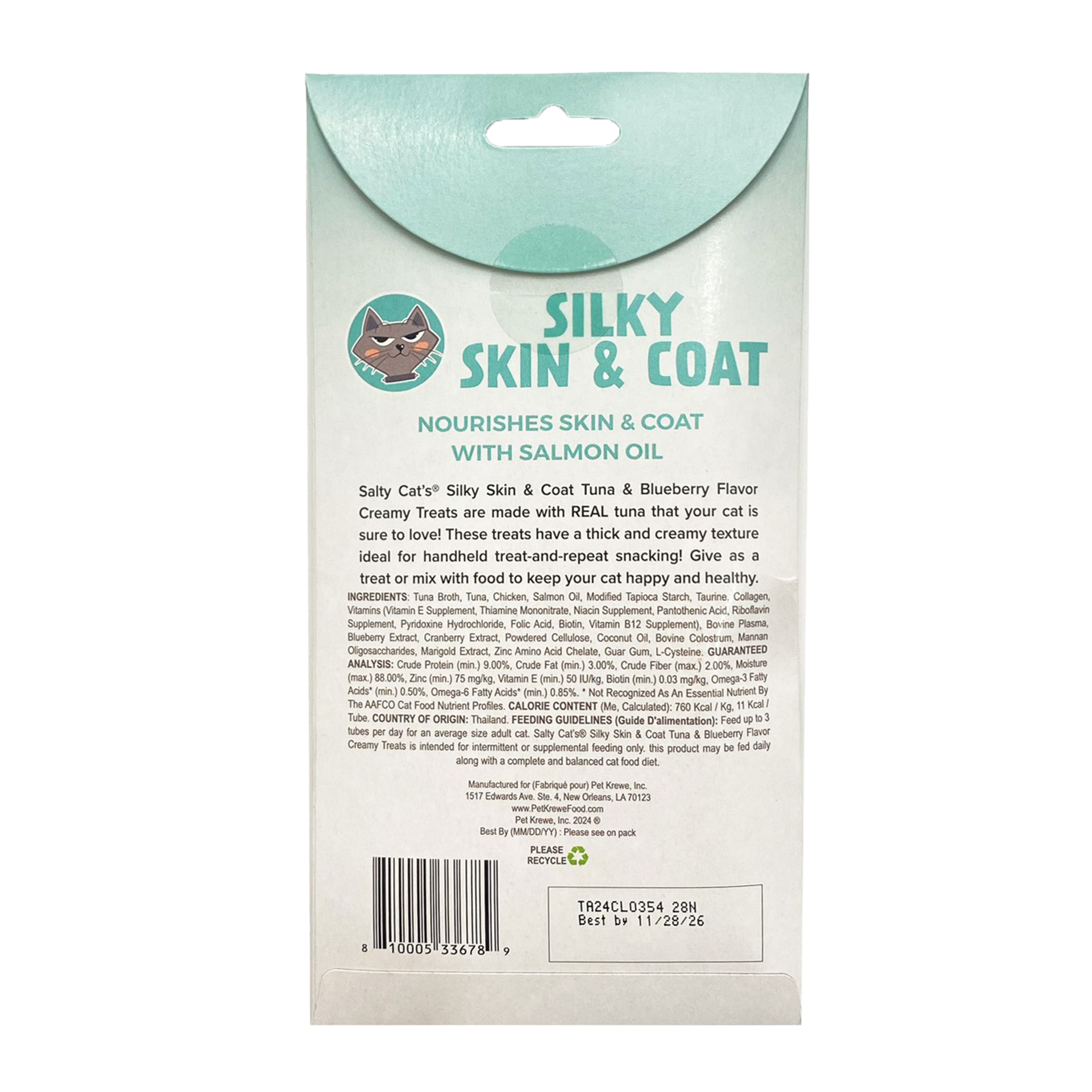 VitaCat by Salty Cat Silky Skin & Coat Functional Cat Treats, 4 x 15g Tubes (12 Packs)