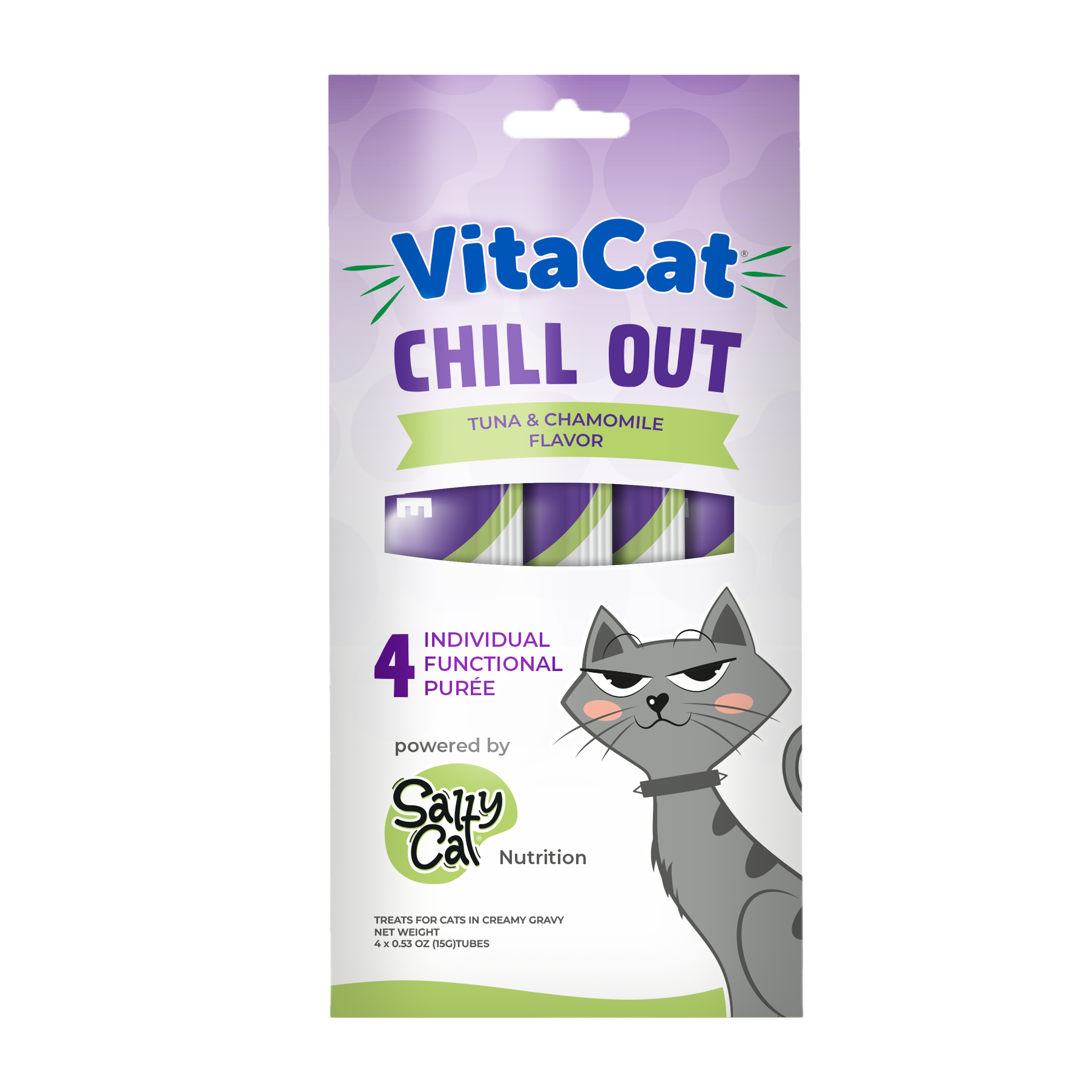 VitaCat by Salty Cat Chill Out Functional Cat Treats, 4 x 15g Tubes (12 Packs)